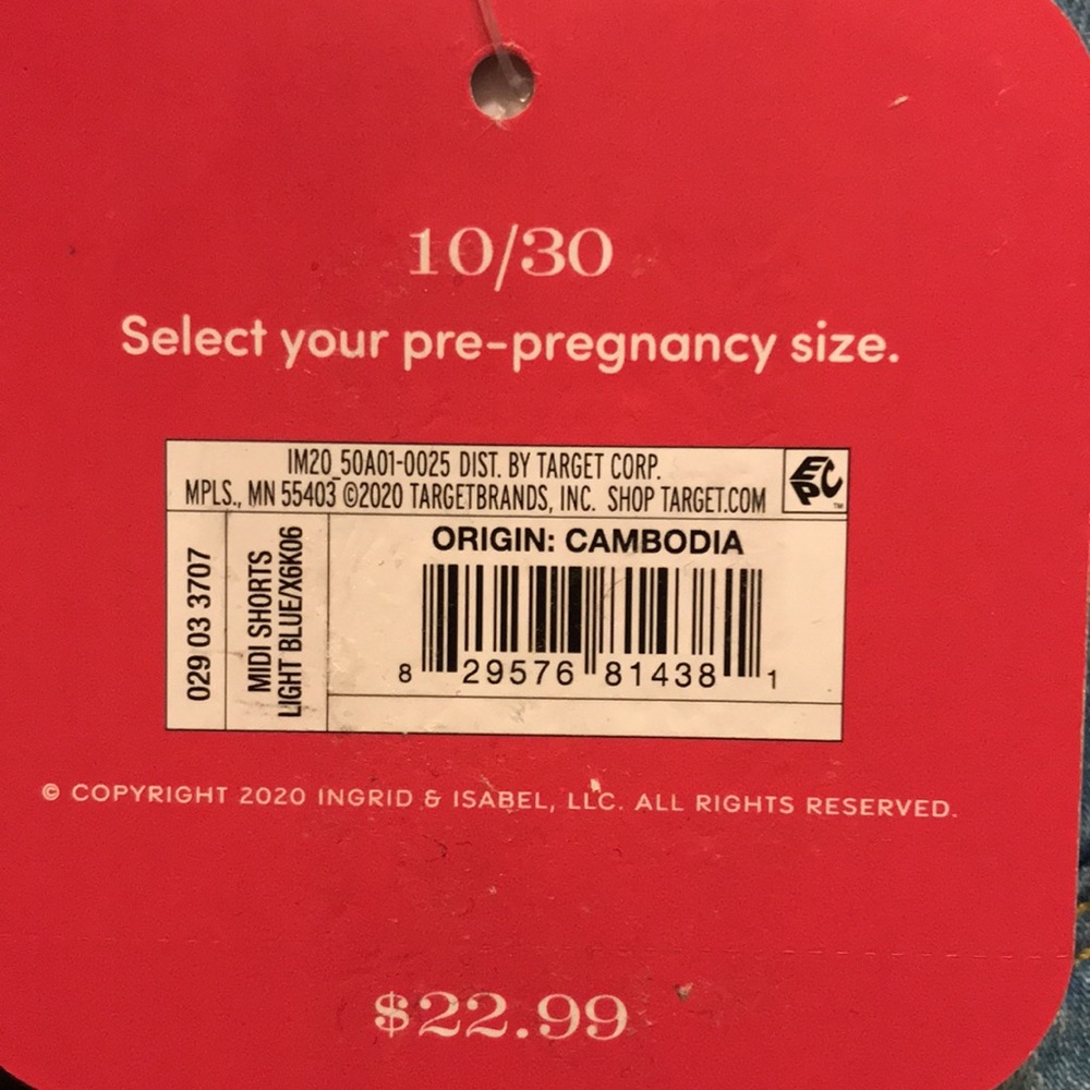 NWT Isabel Light Wash Midi Maternity Shorts - Picture 5 of 9